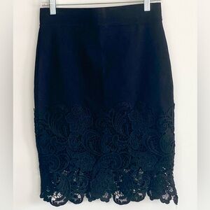 Haute Monde black womens pencil skirt with lace